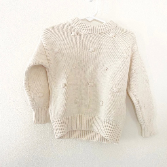COTTON ON Girls Cream Pom Pom Cable Knit Sweater - Picture 2 of 3